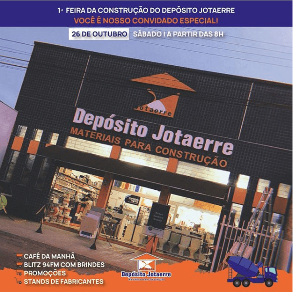 1&ordf; Feira da Constru&ccedil;&atilde;o do Dep&oacute;sito JotaErre acontece nesse S&aacute;bado(26)