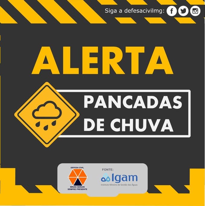 Defesa Civil reforça alerta para chuva torrencial e persistente