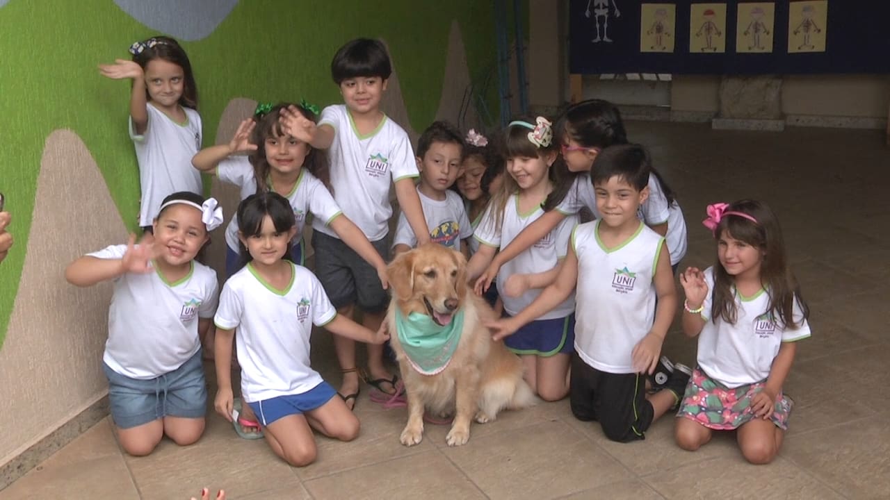 Alunos tem aula prática com a cadela mais famosa da internet em Divinópolis