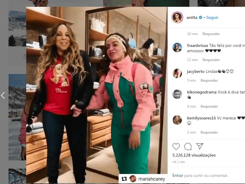 Anitta se emociona ao conhecer Mariah Carey nos Estados Unidos