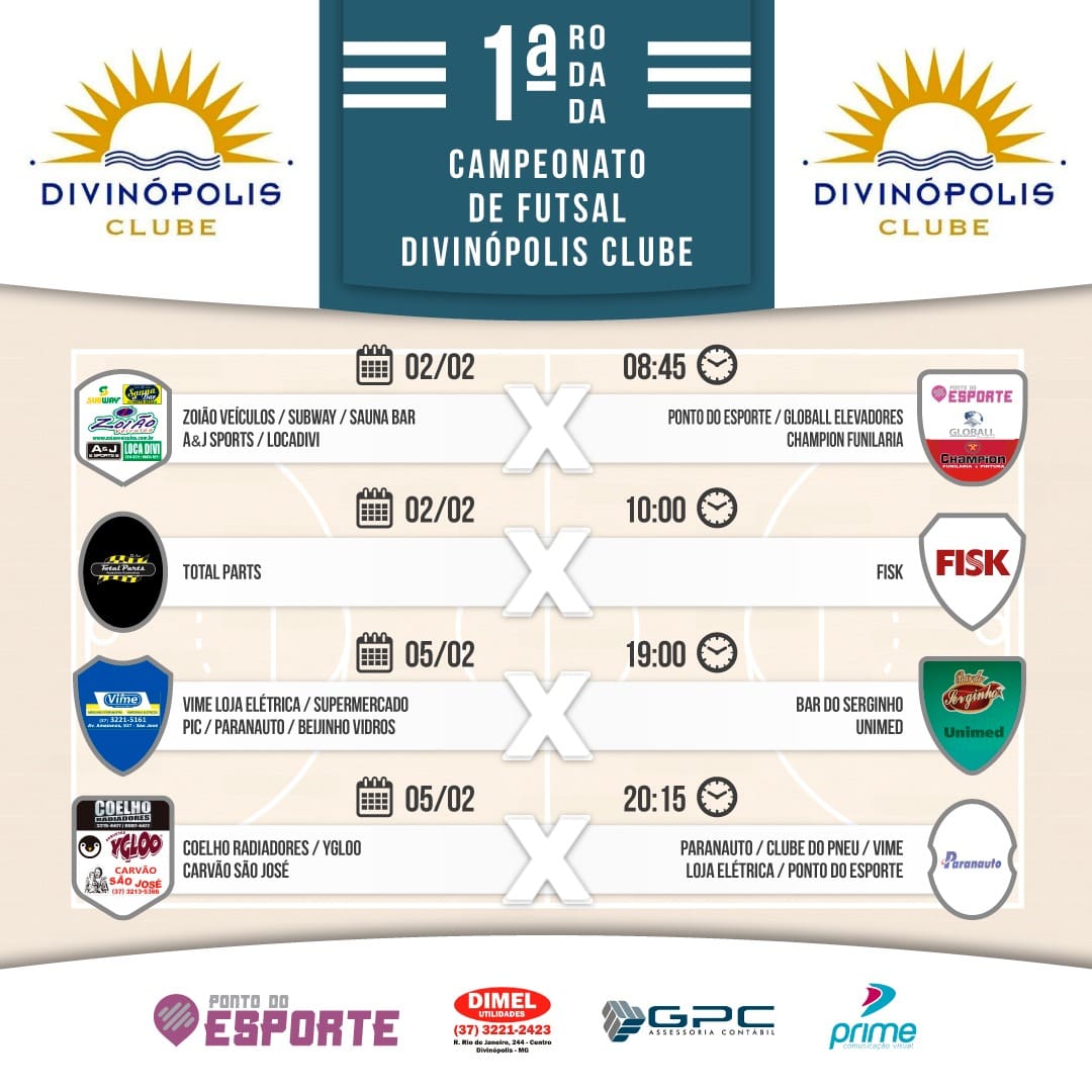 Domingo tem início o futsal no Divinópolis Clube