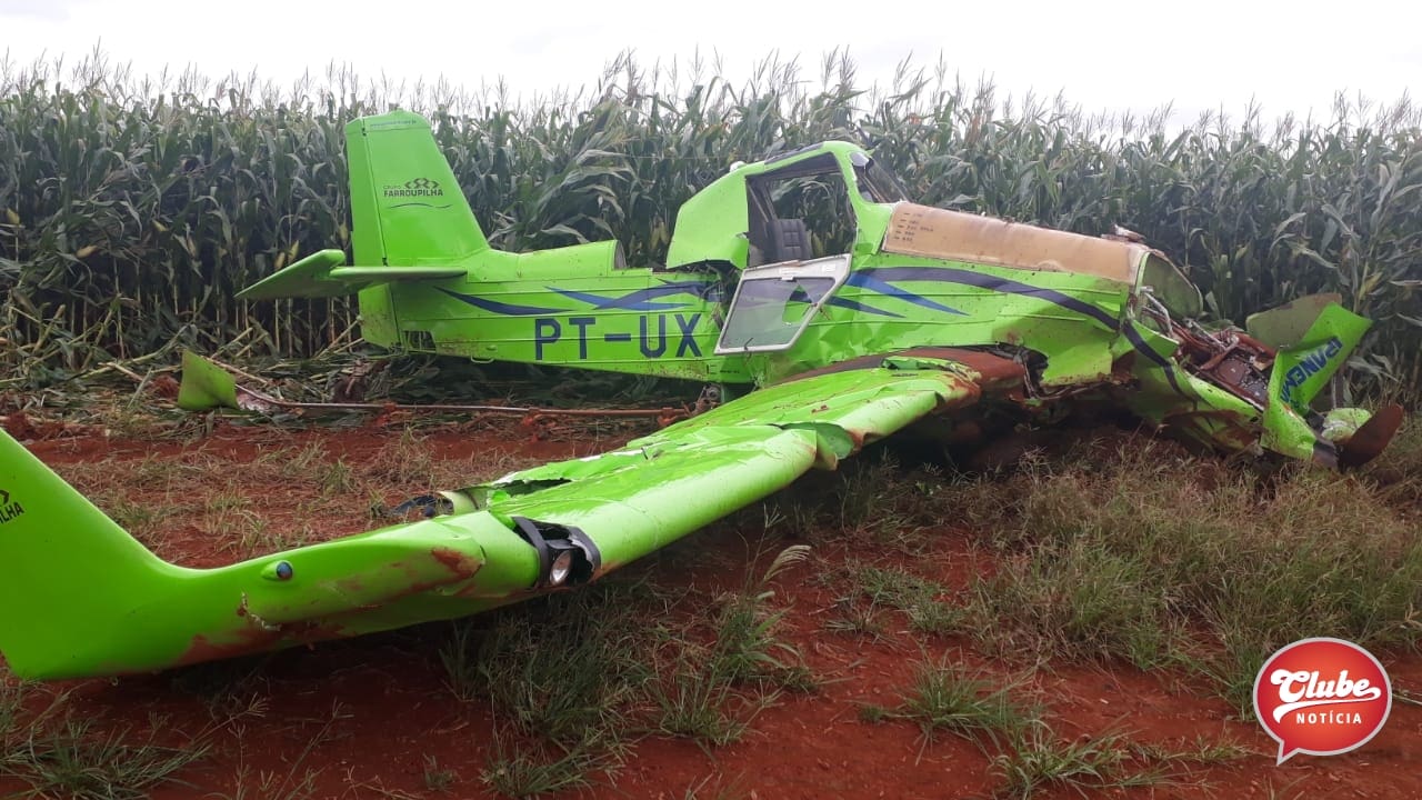 Avião agrícola cai durante pouso e mata piloto em fazenda no município de Coromandel
