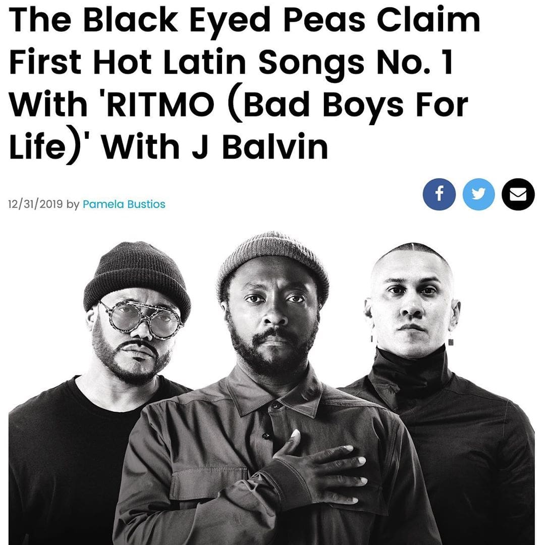 Black Eyed Peas e J Balvin completam sete semanas no topo da parada latina da Billboard