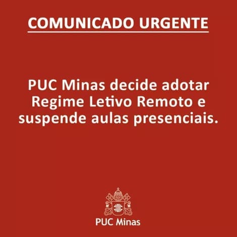 PUC Minas adota regime letivo remoto e suspende aulas presenciais