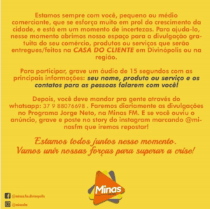 Minas FM realiza campanha para ajudar empresários da região, ouça…