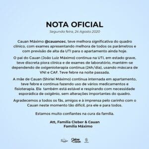 Cauan deixa UTI e &eacute; transferido para quarto