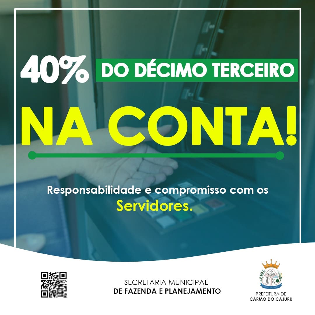 Prefeitura de Carmo do Cajuru adianta parte do 13&ordm; sal&aacute;rio dos servidores