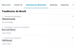#ZemaCovarde vira assunto mais comentado no Twitter hoje.