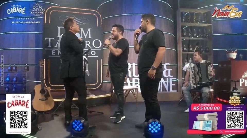 Sertanejo Bruno constrange seu parceiro Marrone e Leonardo com barraco durante live, assista ao video