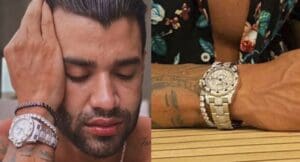 Gusttavo Lima ostenta rel&oacute;gio com diamantes avaliado em R$ 1,3 milh&otilde;es