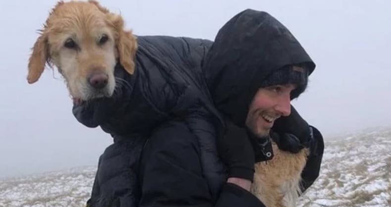 Casal anda 10 KM com cadela nas costas para salvar animal perdido