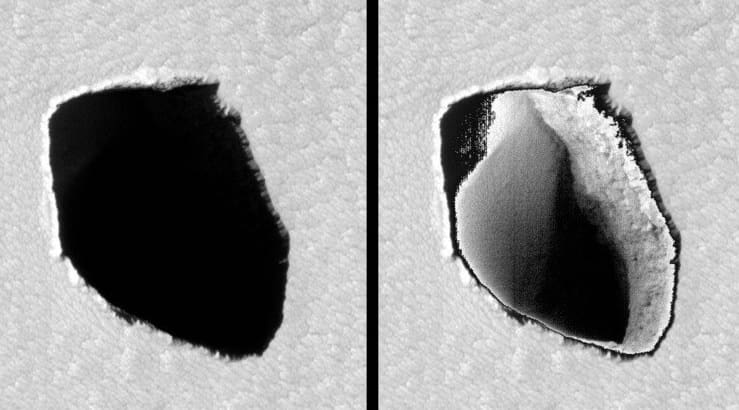 Poço de 180 metros de diâmetro pode ser indício de vida em Marte