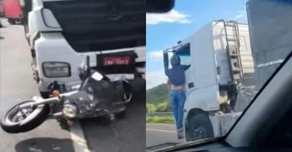 Caminhão arrasta moto por 33 km com vítima pendurada na cabine