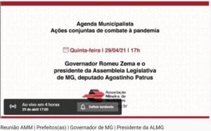 AMM realiza videoconfer&ecirc;ncia hoje com Romeu Zema e ALMG