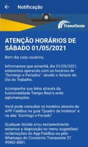 Transporte Coletivo Funcionará em horário de feriado neste 1º de Maio