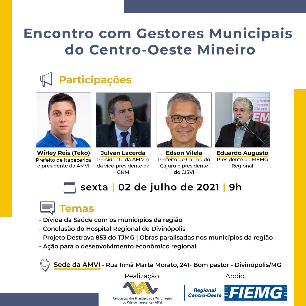 Divinópolis recebe nesta sexta-feira (02), o 1 Encontro com Gestores Municipais do Centro-Oeste Mineiro