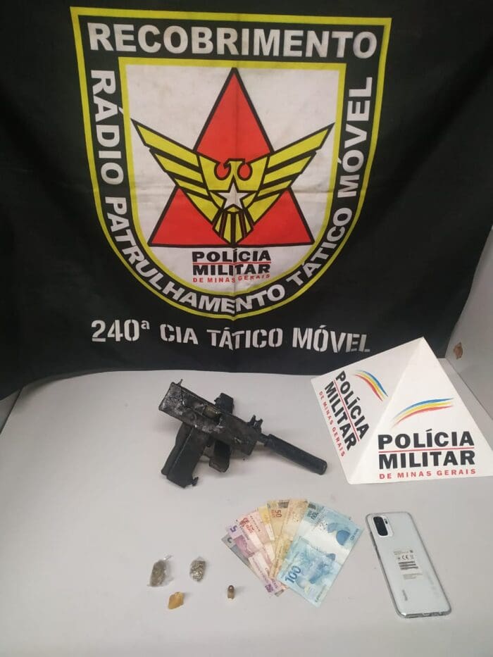 PM apreende arma e prende jovem com drogas no Porto Velho em Divinópolis