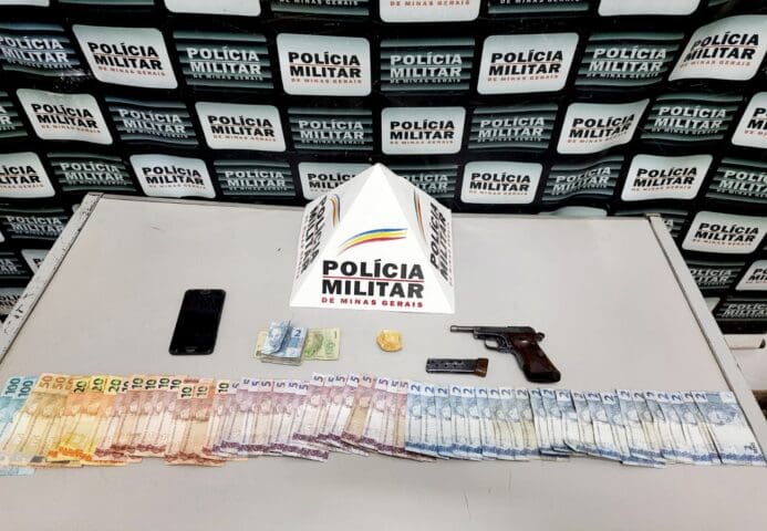 Pará de Minas: PM apreende pistola e drogas com casal denunciado pelos telefones 190 e 181, Disque Denúncia Unificado, o DDU