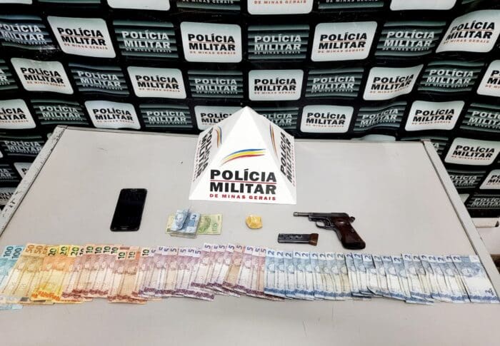 Pará de Minas: PM apreende pistola e drogas com casal denunciado pelos telefones 190 e 181, Disque Denúncia Unificado, o DDU