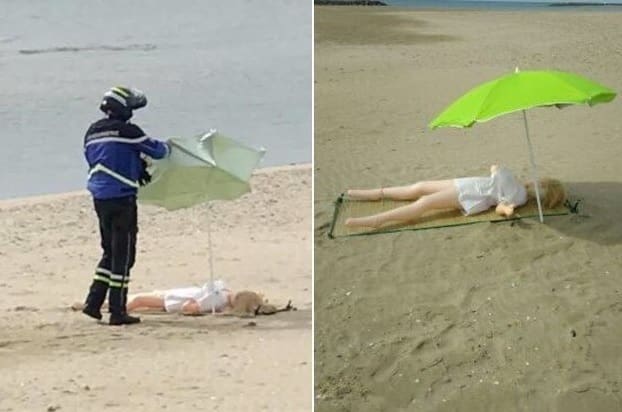 Policia vai abordar penetra em praia e descobre que intrusa era uma boneca