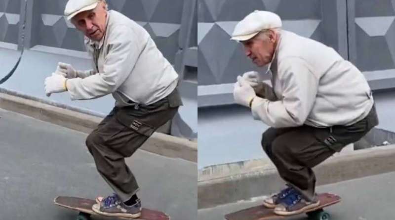 Aos 73 anos, vovô russo arrasa nas manobras de skate