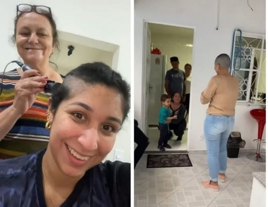 Mulher resolve raspar a cabeça para dar apoio à mãe diagnosticada com câncer