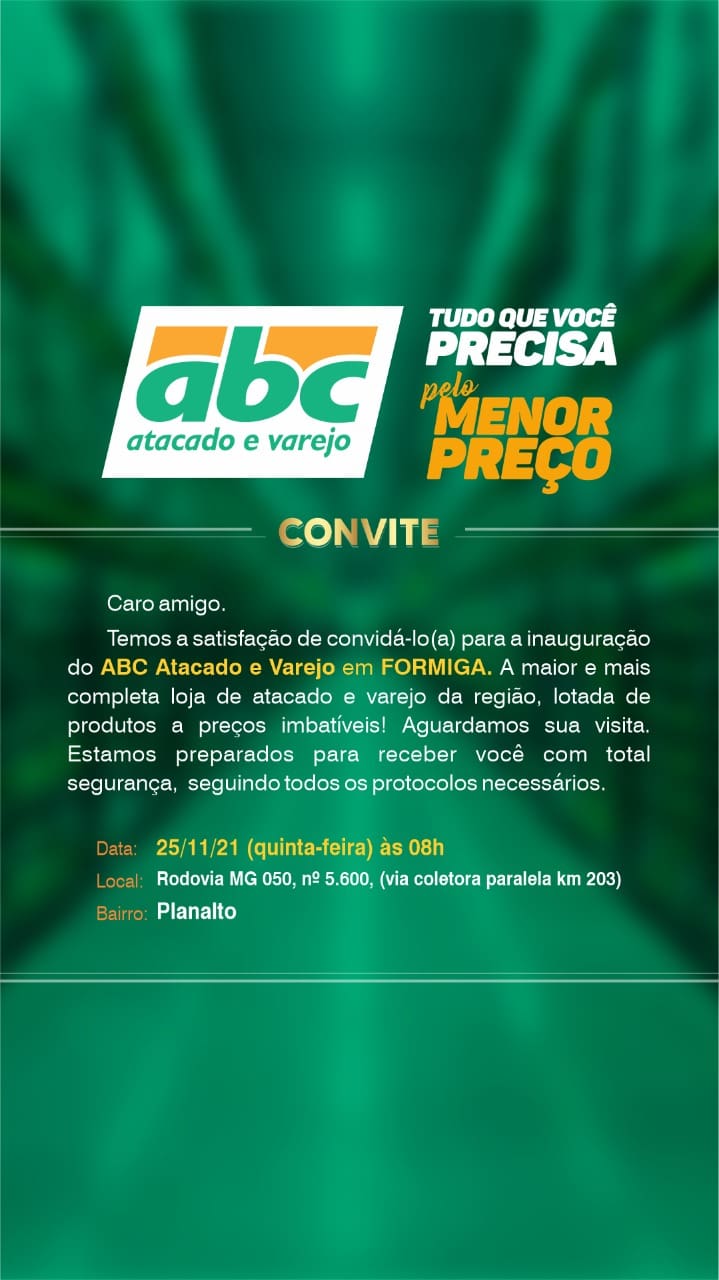 Rede de supermercado ABC, inaugura nova loja em Formiga, nesta quinta-feira (25)