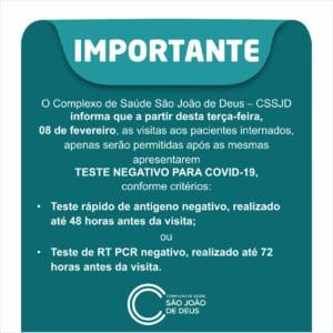 S&atilde;o Jo&atilde;o de Deus passa a exigir teste negativo de Covid-19 para visitantes