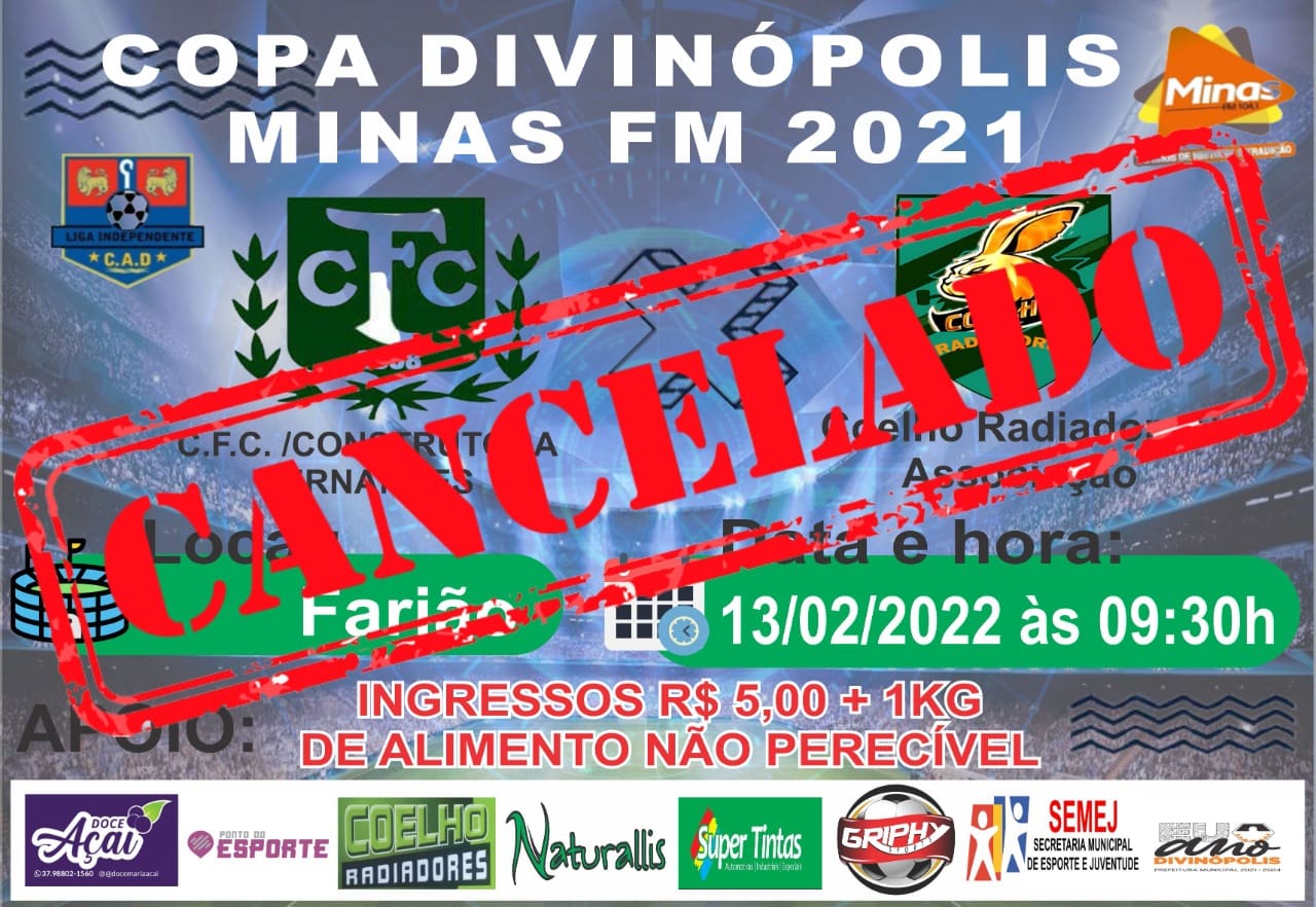Final da Copa Divinópolis Minas FM 2021 é adiada, estádio Farião não possui condições de jogo