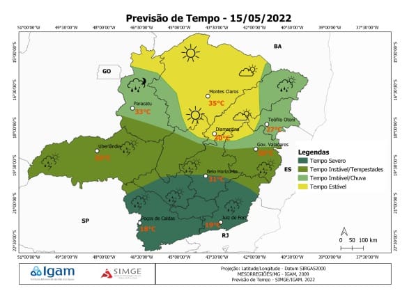Previsão de chuva para Divinópolis e semana será de queda na temperatura