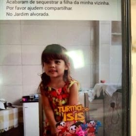 É fake news publicação sobre menina sequestrada no Jardim Alvorada em Divinópolis