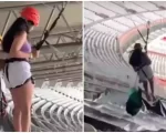 Mineir&atilde;o anuncia encerramento de tirolesa ap&oacute;s acidente com jovem em BH, veja o v&iacute;deo do acidente