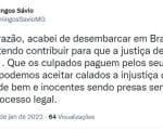 Domingos S&aacute;vio vai a Bras&iacute;lia defender presos de Divin&oacute;polis: &ldquo;pessoas de bem e inocentes&rdquo;