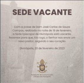 Novo administrador da Diocese de Divin&oacute;polis ser&aacute; escolhido na quinta-feira (23)