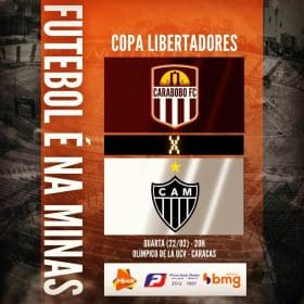 Galo come&ccedil;a a caminhada da Libertadores. Carabobo x Atl&eacute;tico. A Minas FM transmite.