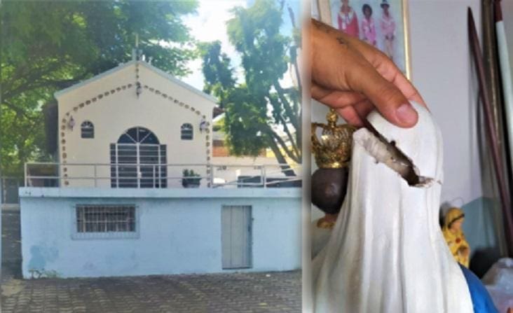 Nova Serrana: Igreja &eacute; invadida e imagem &eacute; vandalizada