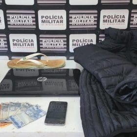 Dores do Indaiá: PM realiza prisão de acusado de furto e recupera objetos furtados