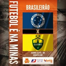 A Raposa quer a vice-liderança do Brasileirão. Cruzeiro x Cuiabá. A Minas FM transmite.