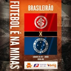 Mais um jogo grande para a Raposa buscar a vit&oacute;ria. Internacional x Cruzeiro. A Minas FM transmite.
