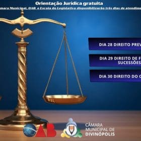 Câmara Municipal realiza Semana de Orientação Jurídica em Divinópolis