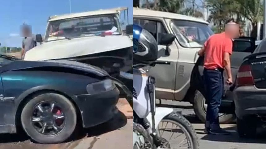 VÍDEO: Acidente entre carro e caminhonete é registrado na BR-494 em Divinópolis