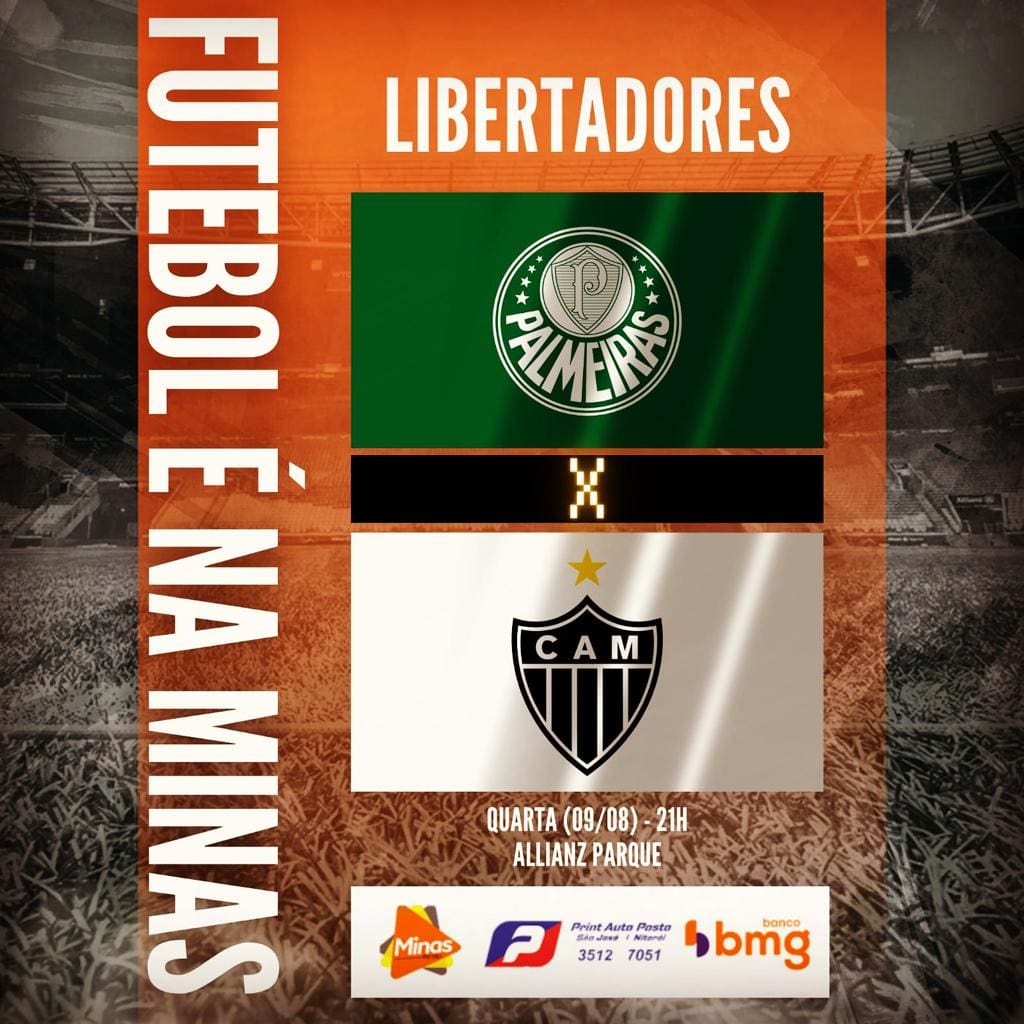 Jog&atilde;o que vale como decis&atilde;o na Libertadores. Palmeiras x Atl&eacute;tico. A Minas FM transmite.