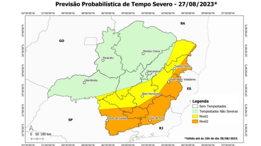 SIMGE Informa Possíveis Tempestades em Diversas Áreas de Minas Gerais