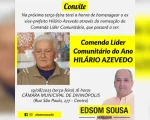 Vereador Edsom Sousa convida para Comenda L&iacute;der Comunit&aacute;rio do Ano