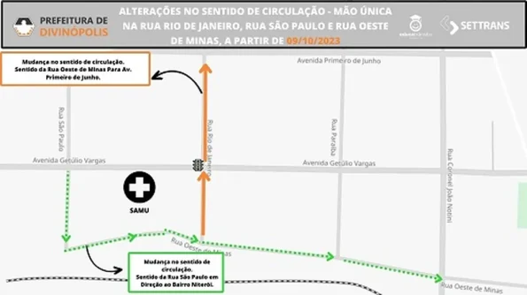 Altera&ccedil;&otilde;es de tr&acirc;nsito no Centro de Divin&oacute;polis entram em vigor nesta segunda
