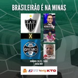 Na reta final, o G4 &eacute; o primeiro passo para o Galo. Atl&eacute;tico x Gr&ecirc;mio. A Minas FM transmite.