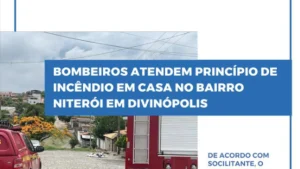 Bombeiros atendem princ&iacute;pio de inc&ecirc;ndio em casa no bairro Niter&oacute;i em Divin&oacute;polis