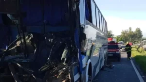 Motorista de &ocirc;nibus morre e menino de 5 anos fica ferido em acidente com caminh&atilde;o na BR-381 em Oliveira