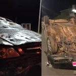 Motorista bêbado e inabilitado capota carro na MG-260 em Cláudio