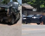 Acidente entre carros na entrada do Jardim das Ac&aacute;cias deica feridos